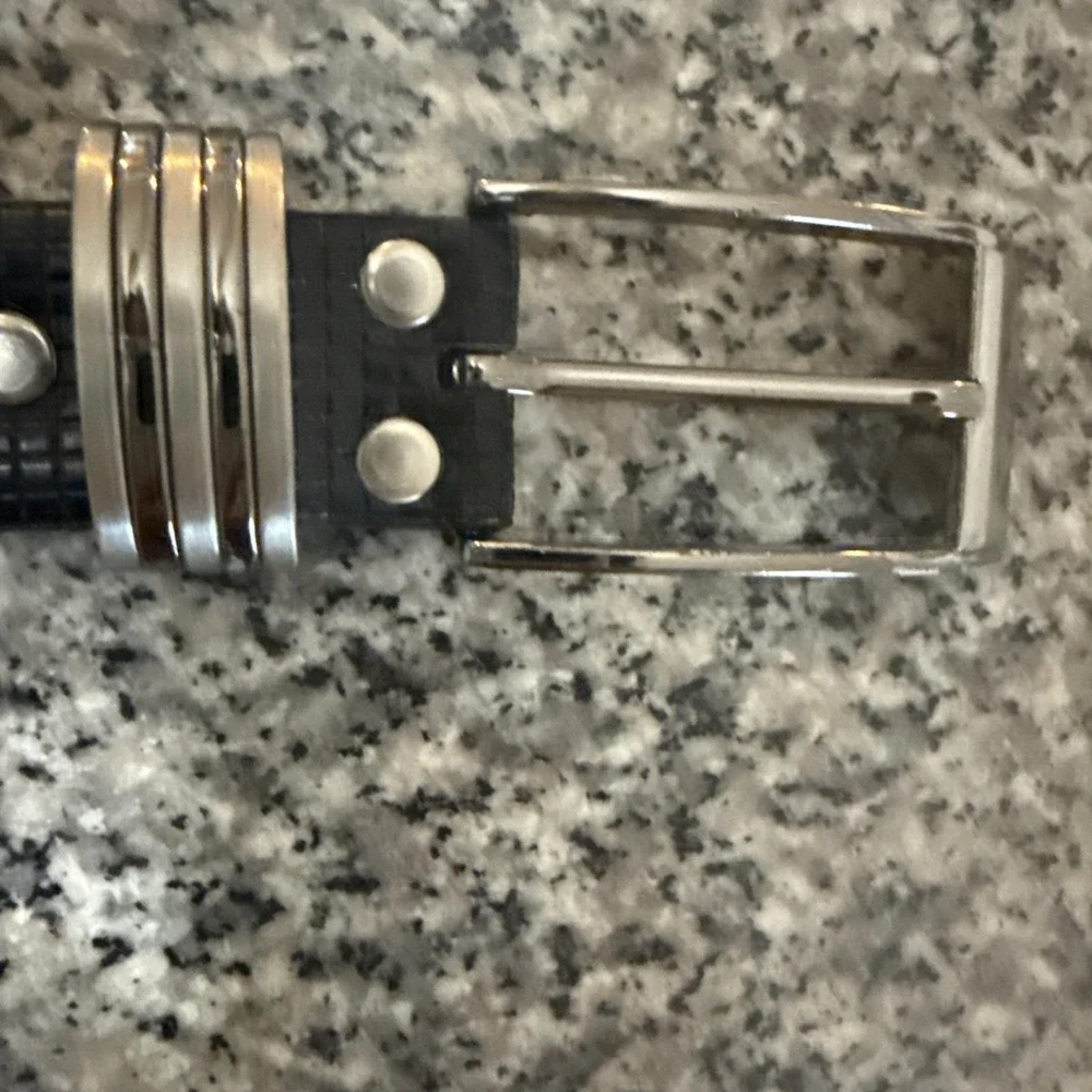 Giorgio Danieli Men's Genuine Italian Black‎ Leather Belt Size 40 Silver Buckle
